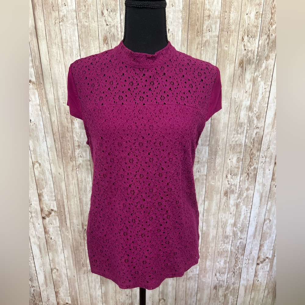 Tommy Hilfiger Pink Fitted‎ Blouse with Mandarin Collar